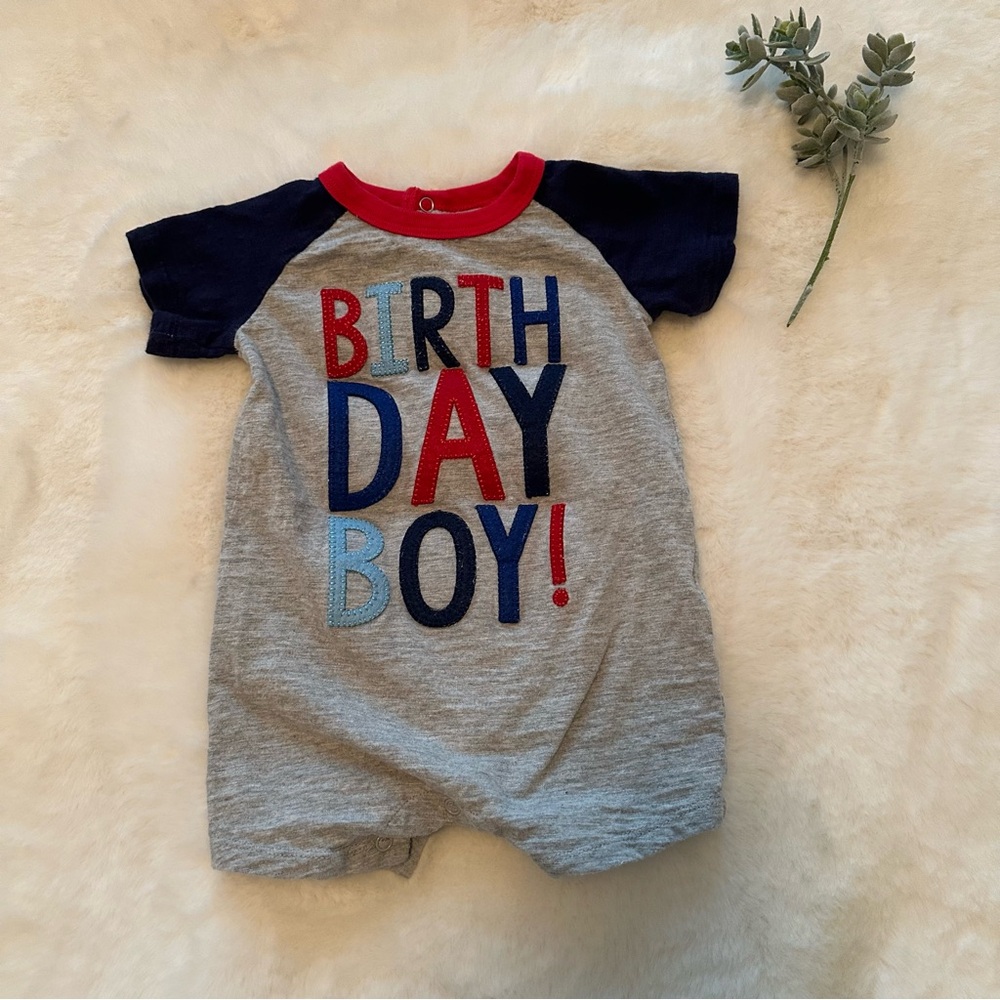 Mud Pie | EUC - Birthday Boy Appliqué Romper - Size 12/18 Months